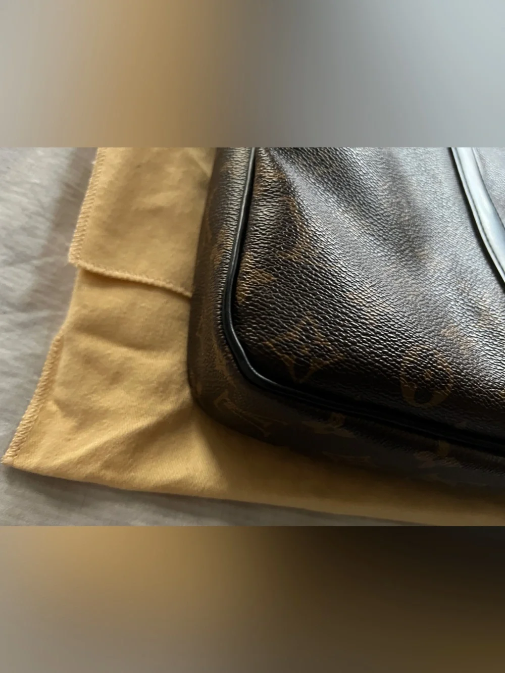 Authentic Louis Vuitton Monogram Macassar Porte Documents Voyage PDV Pm Bag